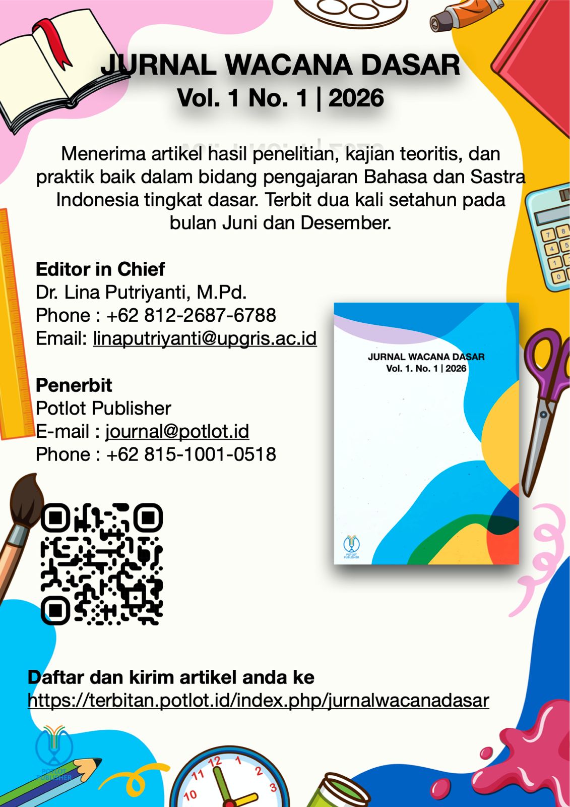 Menerima artikel hasil penelitian, kajian teoritis, dan praktik baik dalam bidang pengajaran Bahasa dan Sastra Indonesia tingkat dasar. Terbit dua kali setahun pada bulan Juni dan Desember.